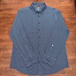 Stone Rose Hi Tec Dress Shirt Long Sleeve‎ Men's 2XL Dark Gray Geometric AOP
